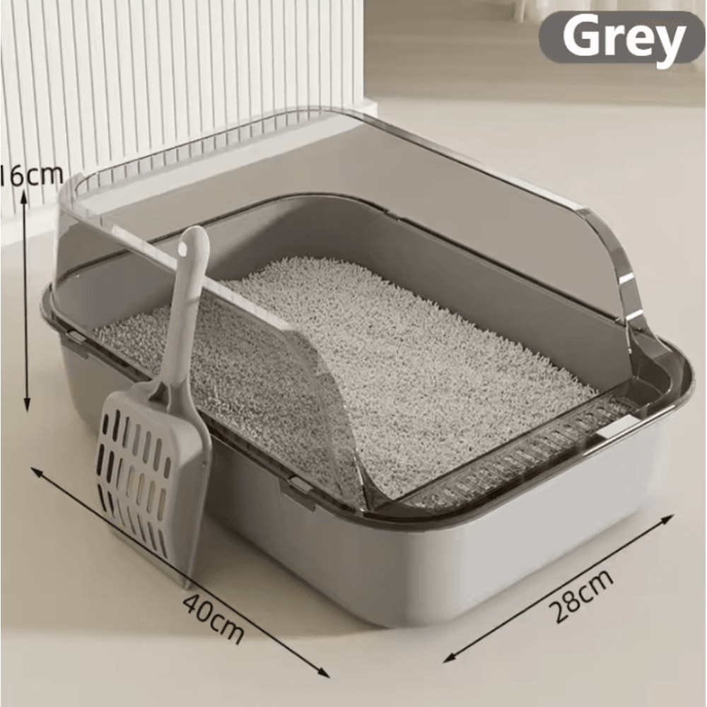 SemiEnclosed Splashproof Cat Litter Box With High Sides 3