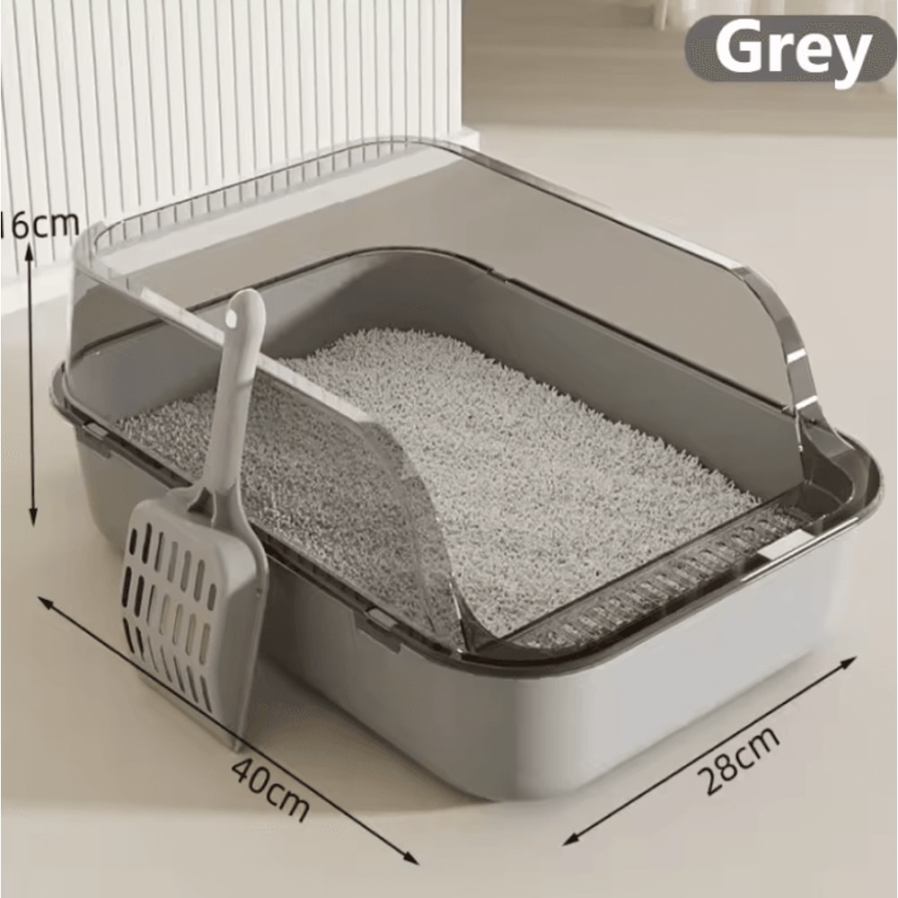 SemiEnclosed Splashproof Cat Litter Box With High Sides 6