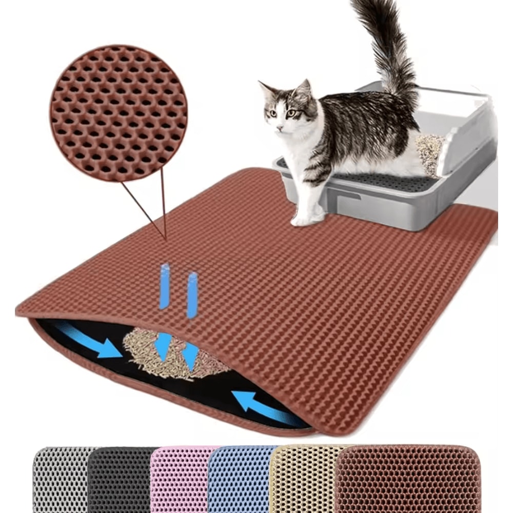 Large Honeycomb DoubleLayer Cat Litter Mat For Cleaner Floors 7