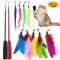 Interactive Feather Teaser Wand For Cats With Retractable Fishing Rod 0