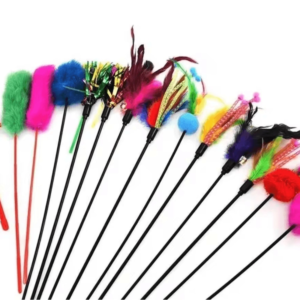 5Pack Turkey Feather Cat Teaser Wand Refills For Interactive Play 3