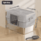XL Enclosed Stainless Steel Cat Litter Box With Odor Control AntiSplash Design 5