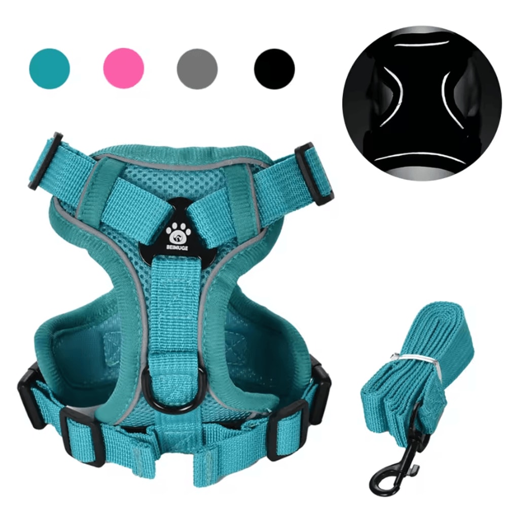 Reflective Adjustable Pet Harness Leash Set For Cats Small Dogs 0