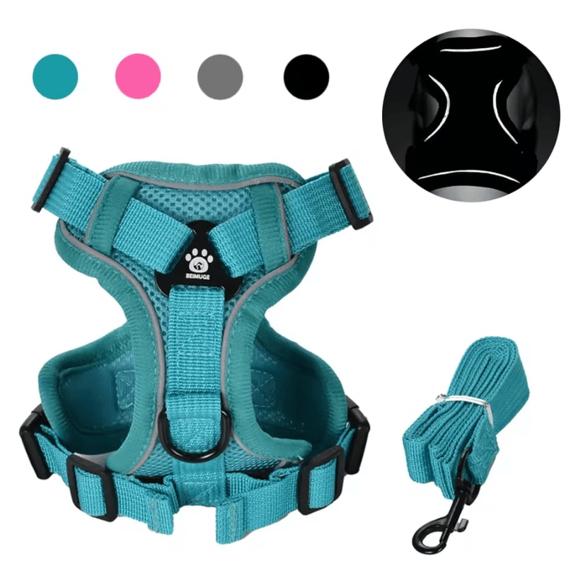 Reflective Adjustable Pet Harness Leash Set For Cats Small Dogs 0