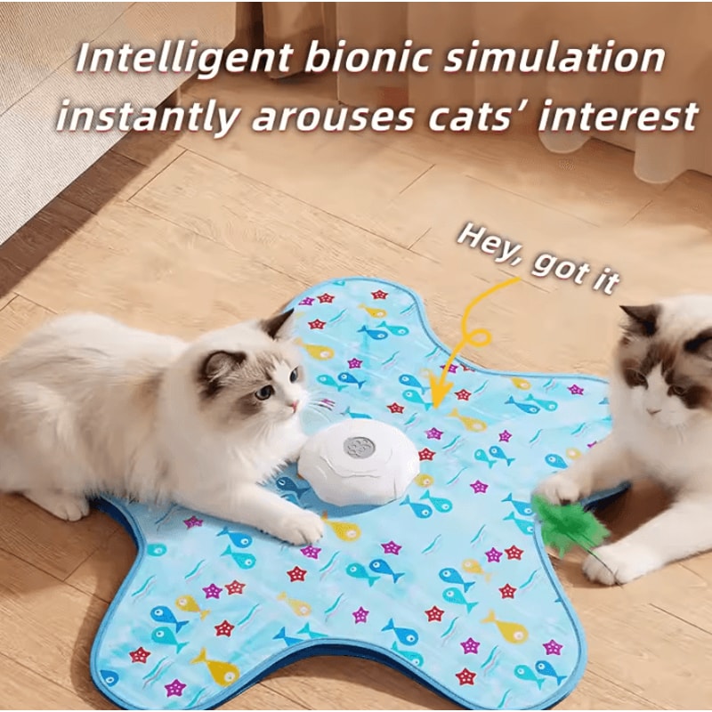 Interactive Cat Hunting Blanket Toy With Automatic Feather Turntable 1