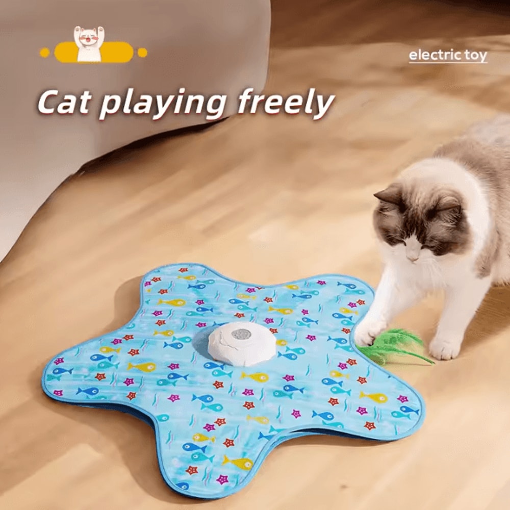 Interactive Cat Hunting Blanket Toy With Automatic Feather Turntable 2