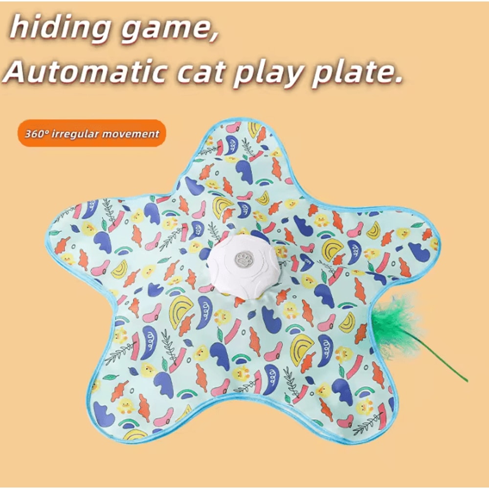 Interactive Cat Hunting Blanket Toy With Automatic Feather Turntable 3