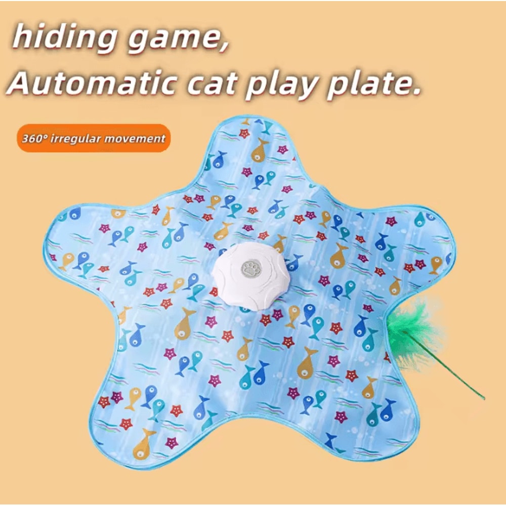 Interactive Cat Hunting Blanket Toy With Automatic Feather Turntable 4