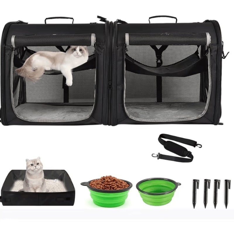 TravelNest 2in1 Foldable Double Pet Carrier Backpack 0