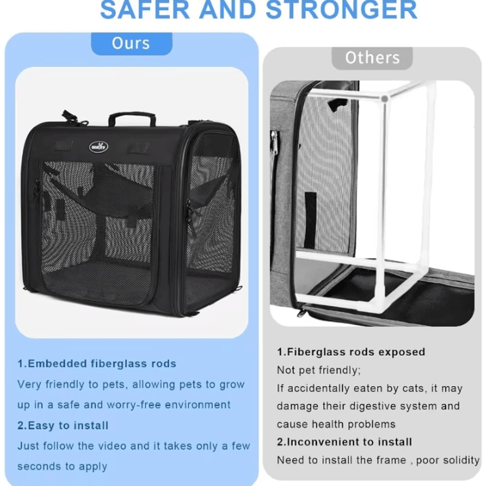 TravelNest 2in1 Foldable Double Pet Carrier Backpack 2