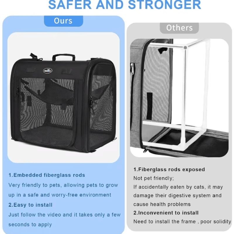 TravelNest 2in1 Foldable Double Pet Carrier Backpack 2
