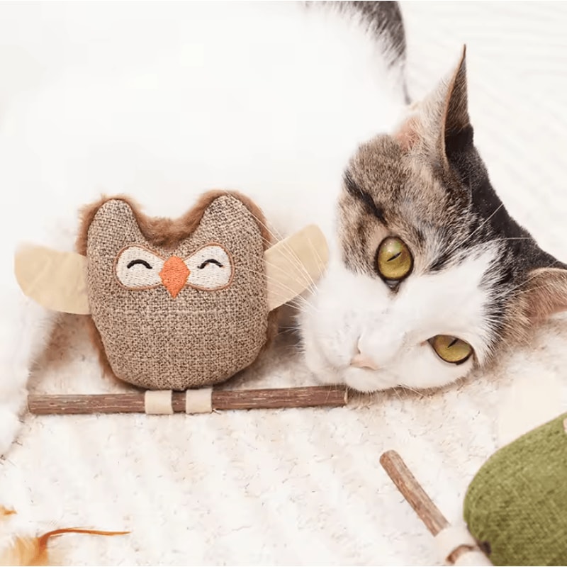 OwlMint SelfSoothing Catnip Feather Chew Toy 1