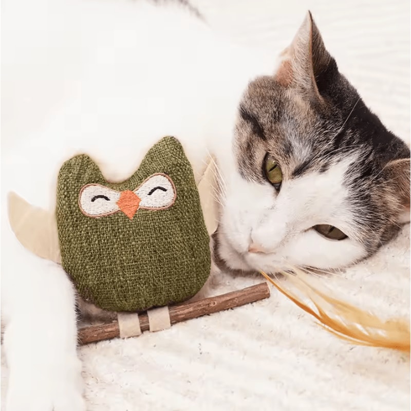 OwlMint SelfSoothing Catnip Feather Chew Toy 2