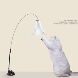 whiskerbounce suction cup feather wand cat toy