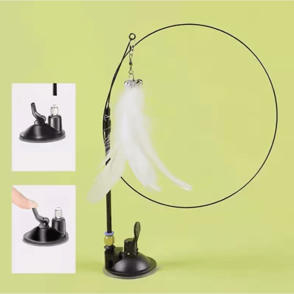 WhiskerBounce Suction Cup Feather Wand Cat Toy 4