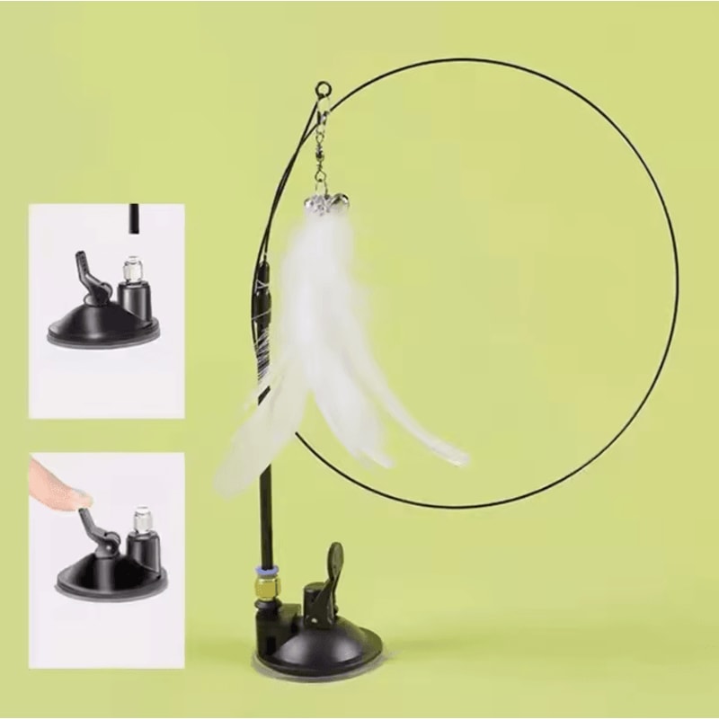 WhiskerBounce Suction Cup Feather Wand Cat Toy 4