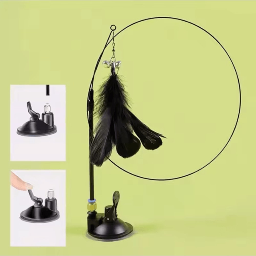 WhiskerBounce Suction Cup Feather Wand Cat Toy 5