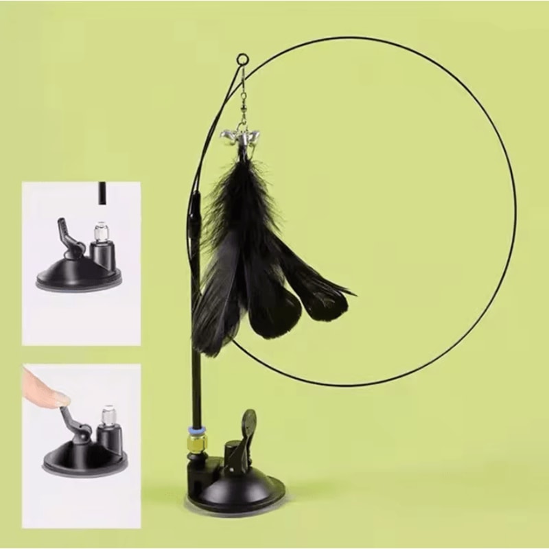 WhiskerBounce Suction Cup Feather Wand Cat Toy 5