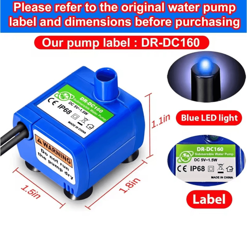 FlowBright LED Water Fountain Replacement Pump For Pets 2