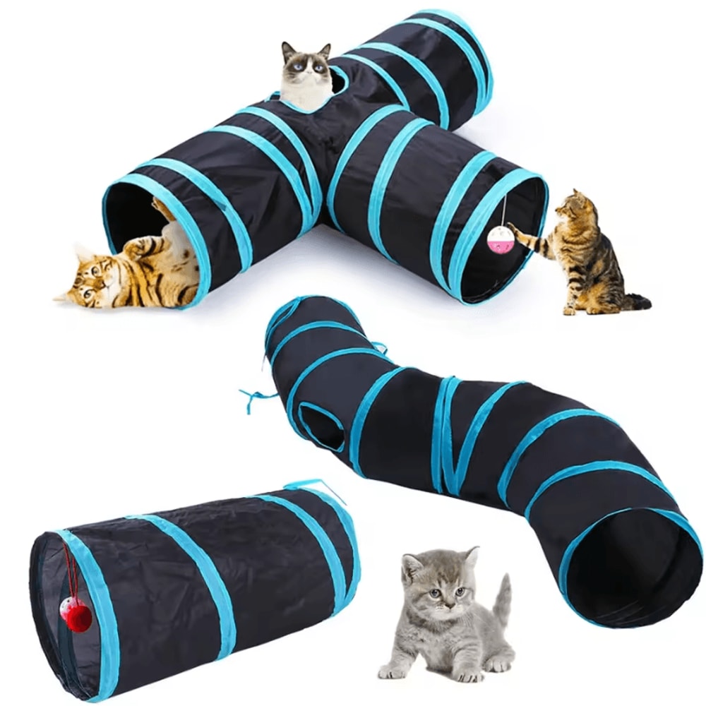 HideNSeek Foldable Crinkle Cat Tunnel Play Tube 0