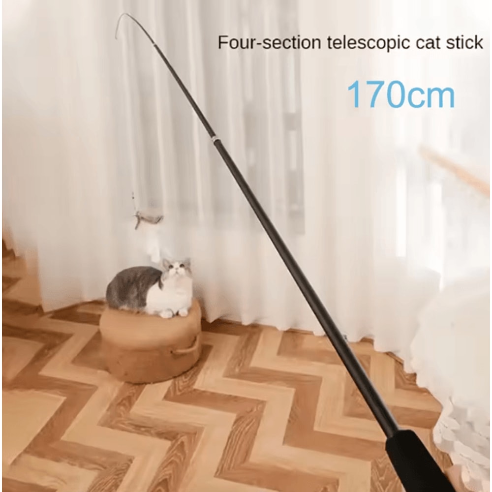 SkyChase Telescopic Feather Wand Cat Toy 18M Carbon Fiber Teaser Rod 0