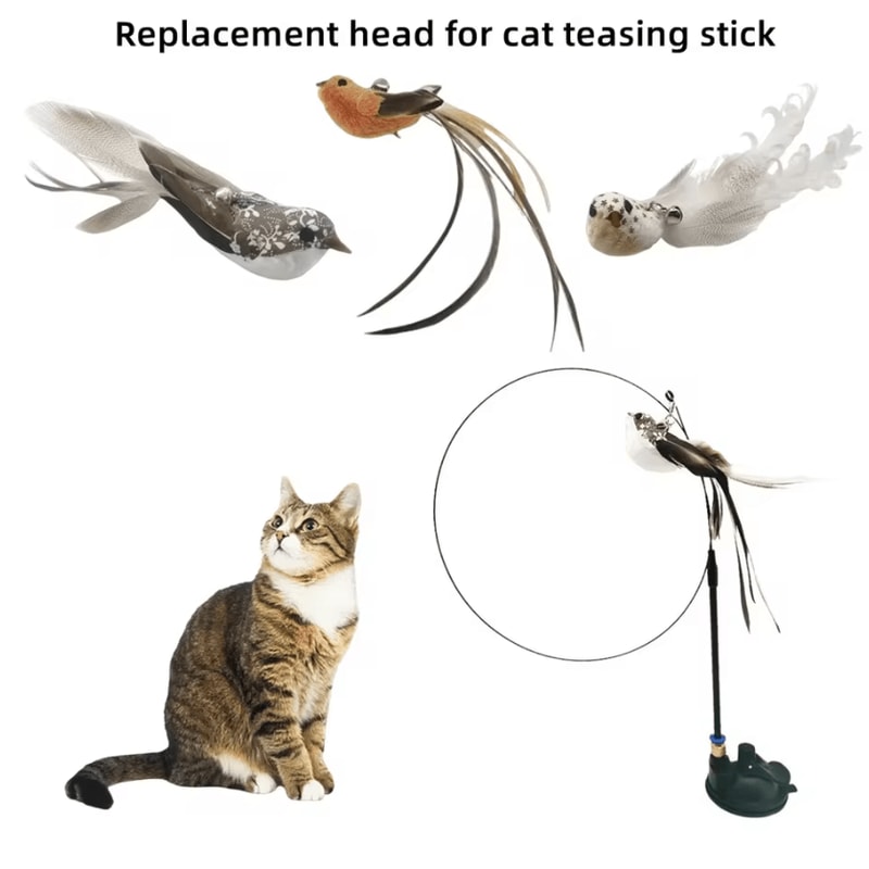 FlutterChase Interactive Bird Feather Cat Toy With Suction Cup 1