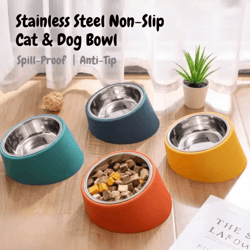 tiltguard stainless steel non-slip pet feeding bowl