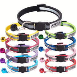 safeglow personalized reflective cat collar with engraved nameplate