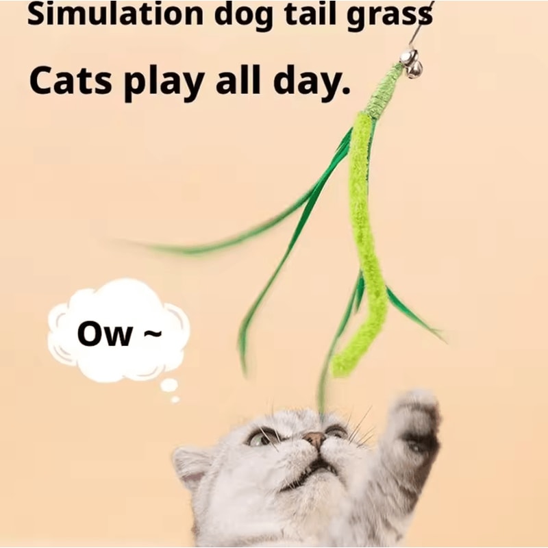 FeatherChase Interactive Cat Teaser Wand Toy With Tail Sound 2