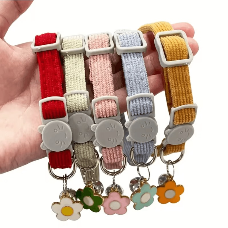 CozyCharm Personalized Corduroy Breakaway Cat Collar With Bell 1
