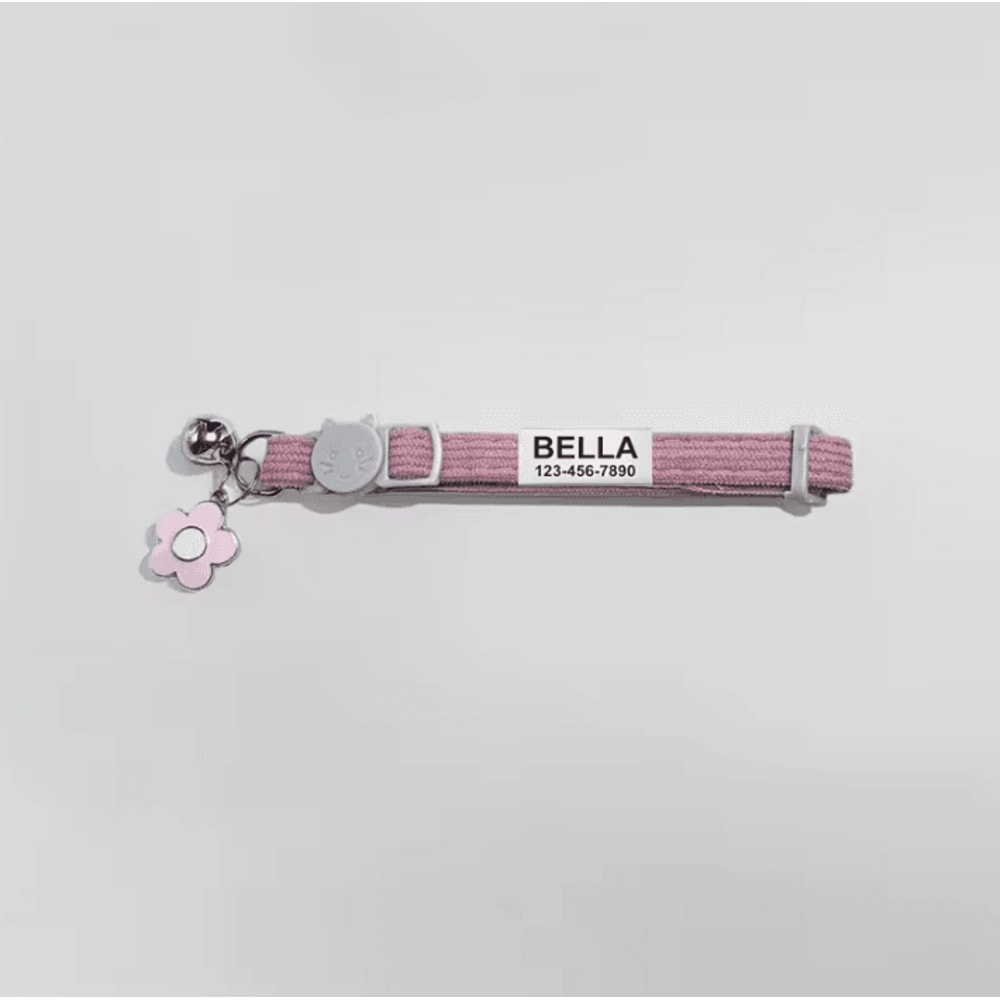 CozyCharm Personalized Corduroy Breakaway Cat Collar With Bell 7