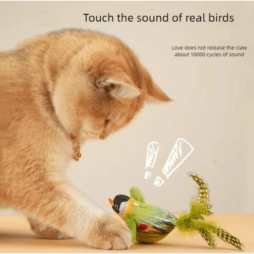 ChirpyBird Interactive Hanging Cat Teaser Toy With Catnip Feathers 0