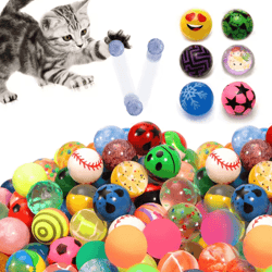 bounceburst colorful elastic cat toy balls set for indoor play