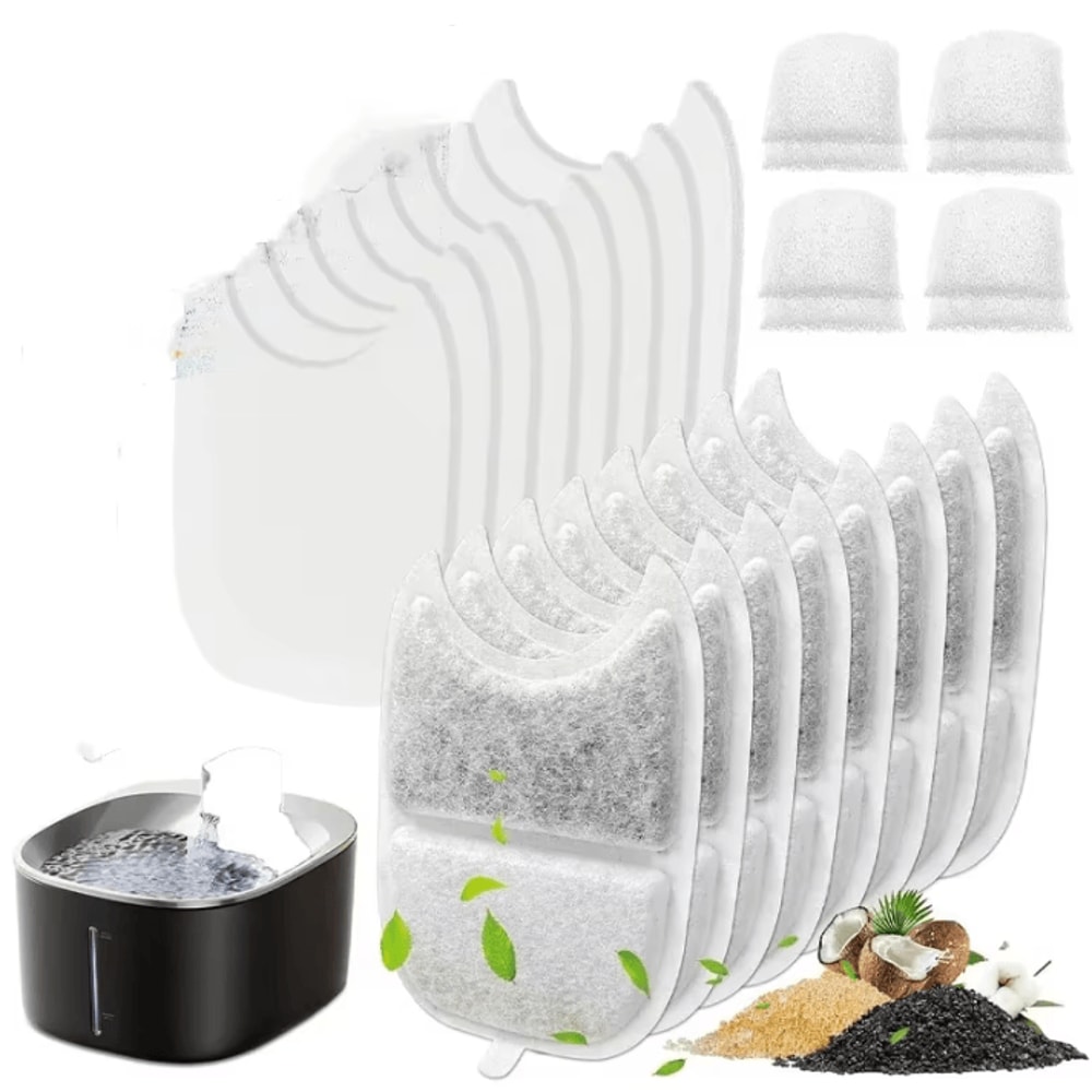 PureFlow Replacement Filters Sponges For 4L Stainless Steel Pet Water Fountain 0