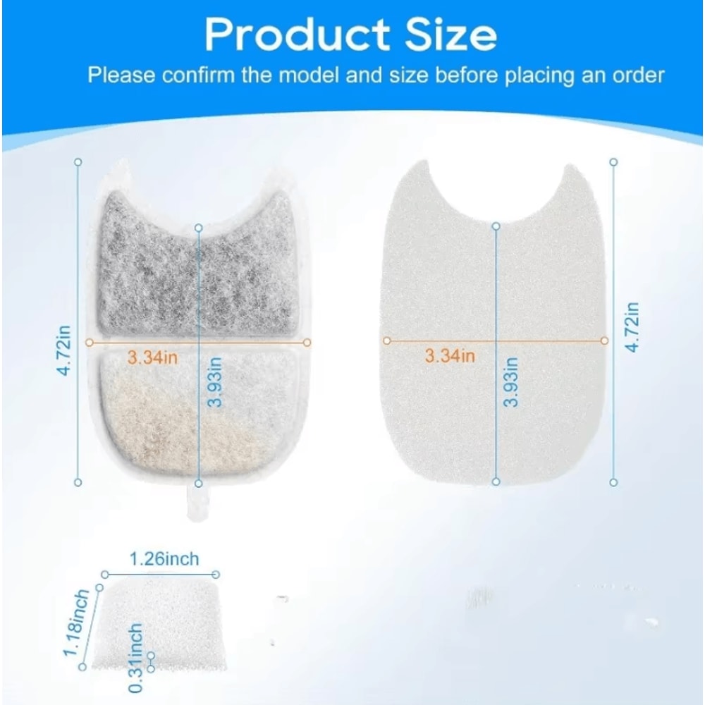 PureFlow Replacement Filters Sponges For 4L Stainless Steel Pet Water Fountain 3