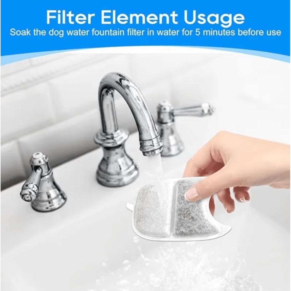 PureFlow Replacement Filters Sponges For 4L Stainless Steel Pet Water Fountain 4