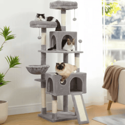 cozyclimb multi-level cat tree tower with scratching posts & plush condo