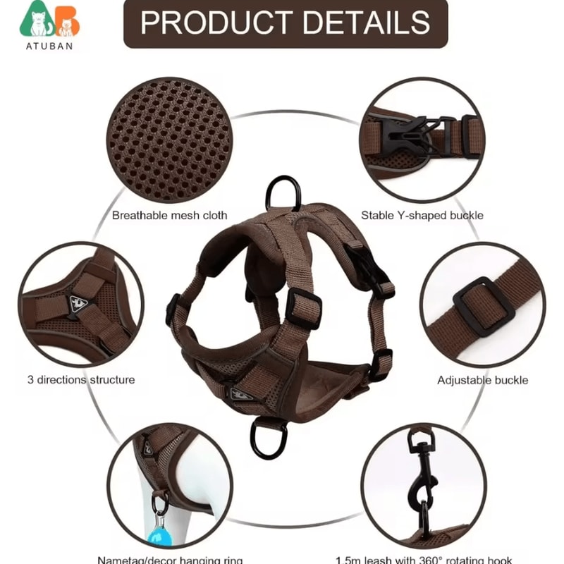 SafeStride Reflective Cat Harness Leash Set For Indoor Outdoor Adventures 1