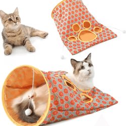 crinkleroll foldable interactive cat tunnel toy with noisy paper & rolling fun