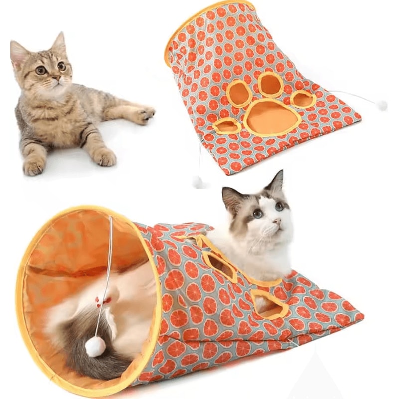 CrinkleRoll Foldable Interactive Cat Tunnel Toy With Noisy Paper Rolling Fun 0
