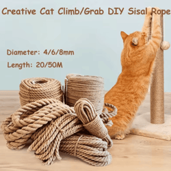 clawcraft natural sisal rope for diy cat scratching posts & climbing frames