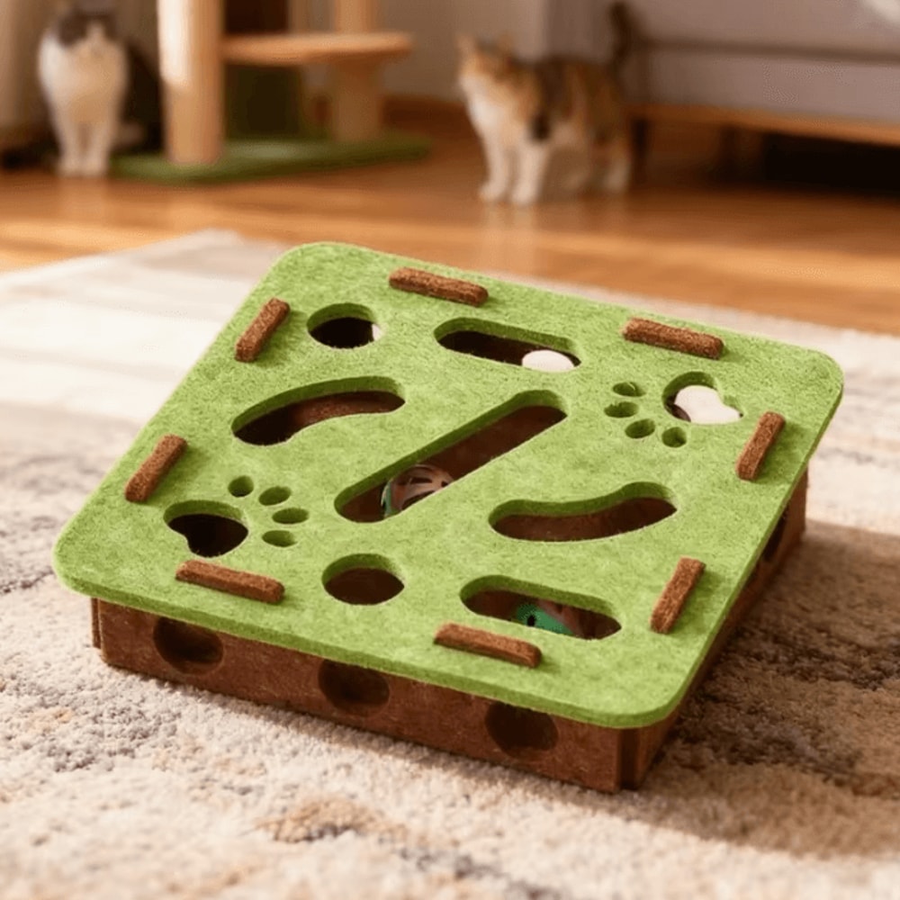 HuntNest Interactive Felt Cat Tunnel Puzzle Toy With Ball 2