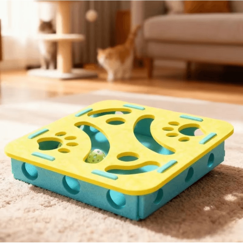 HuntNest Interactive Felt Cat Tunnel Puzzle Toy With Ball 3