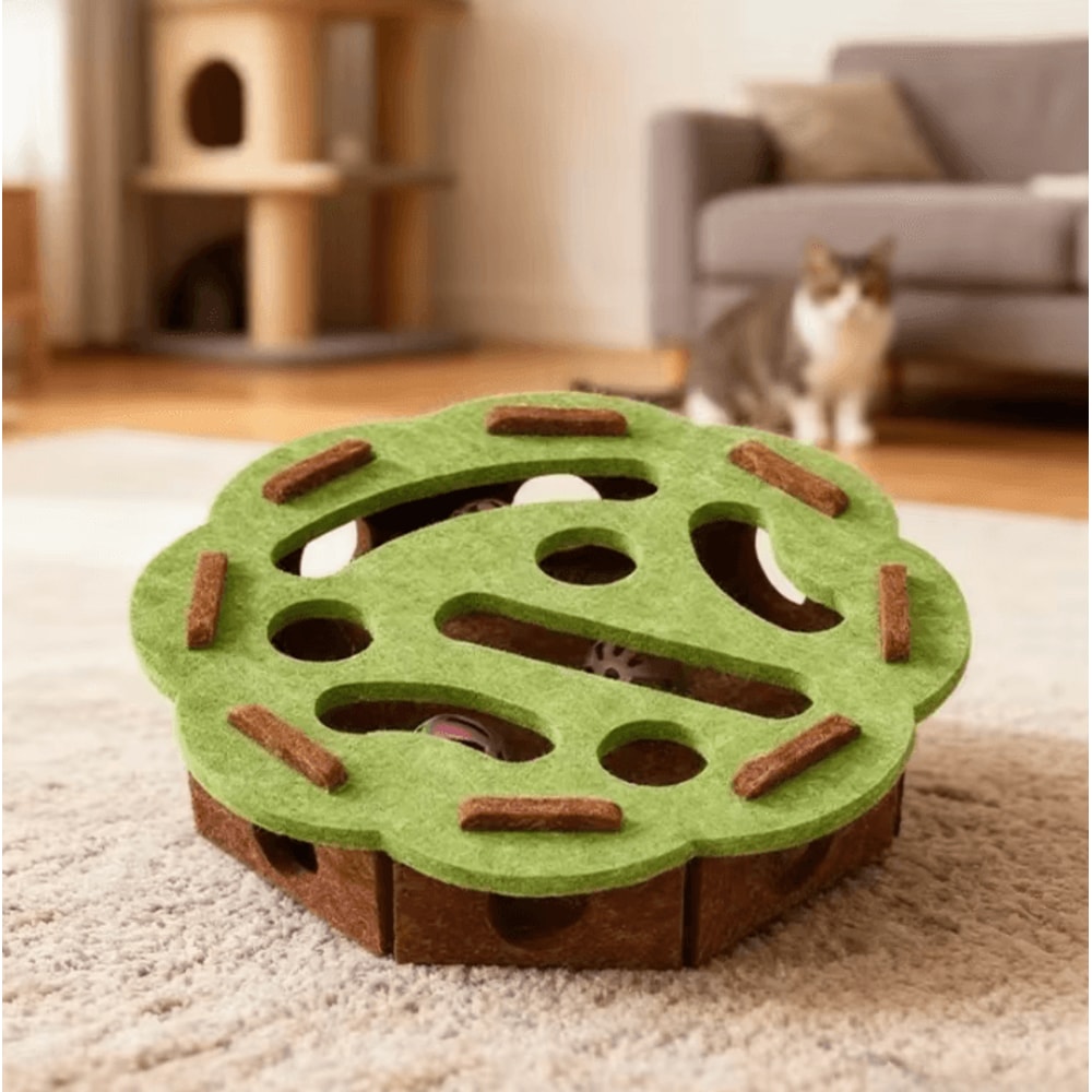 HuntNest Interactive Felt Cat Tunnel Puzzle Toy With Ball 6