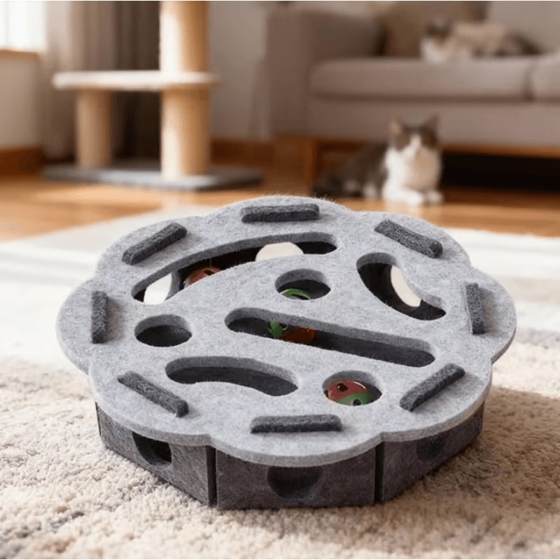 HuntNest Interactive Felt Cat Tunnel Puzzle Toy With Ball 7