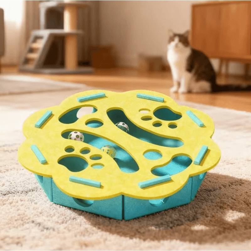 HuntNest Interactive Felt Cat Tunnel Puzzle Toy With Ball 8