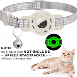 tracksafe airtag cat collar with reflective breakaway design & bell