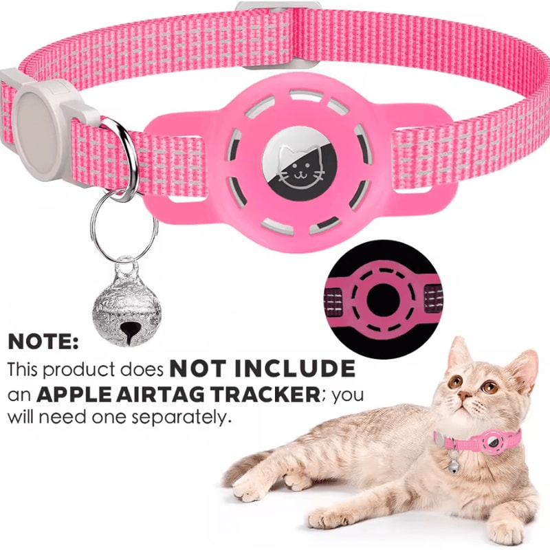 TrackSafe AirTag Cat Collar With Reflective Breakaway Design Bell 9