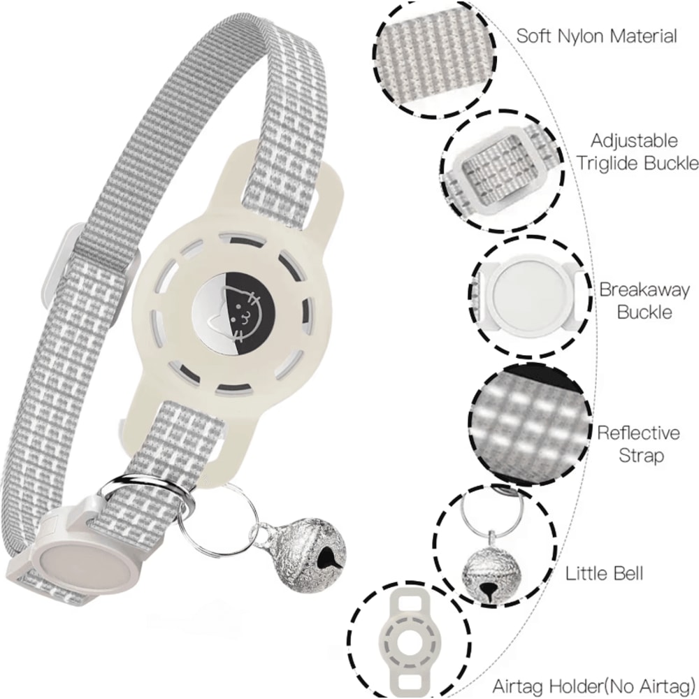 TrackSafe AirTag Cat Collar With Reflective Breakaway Design Bell 1