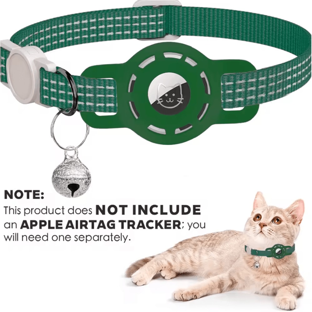 TrackSafe AirTag Cat Collar With Reflective Breakaway Design Bell 4